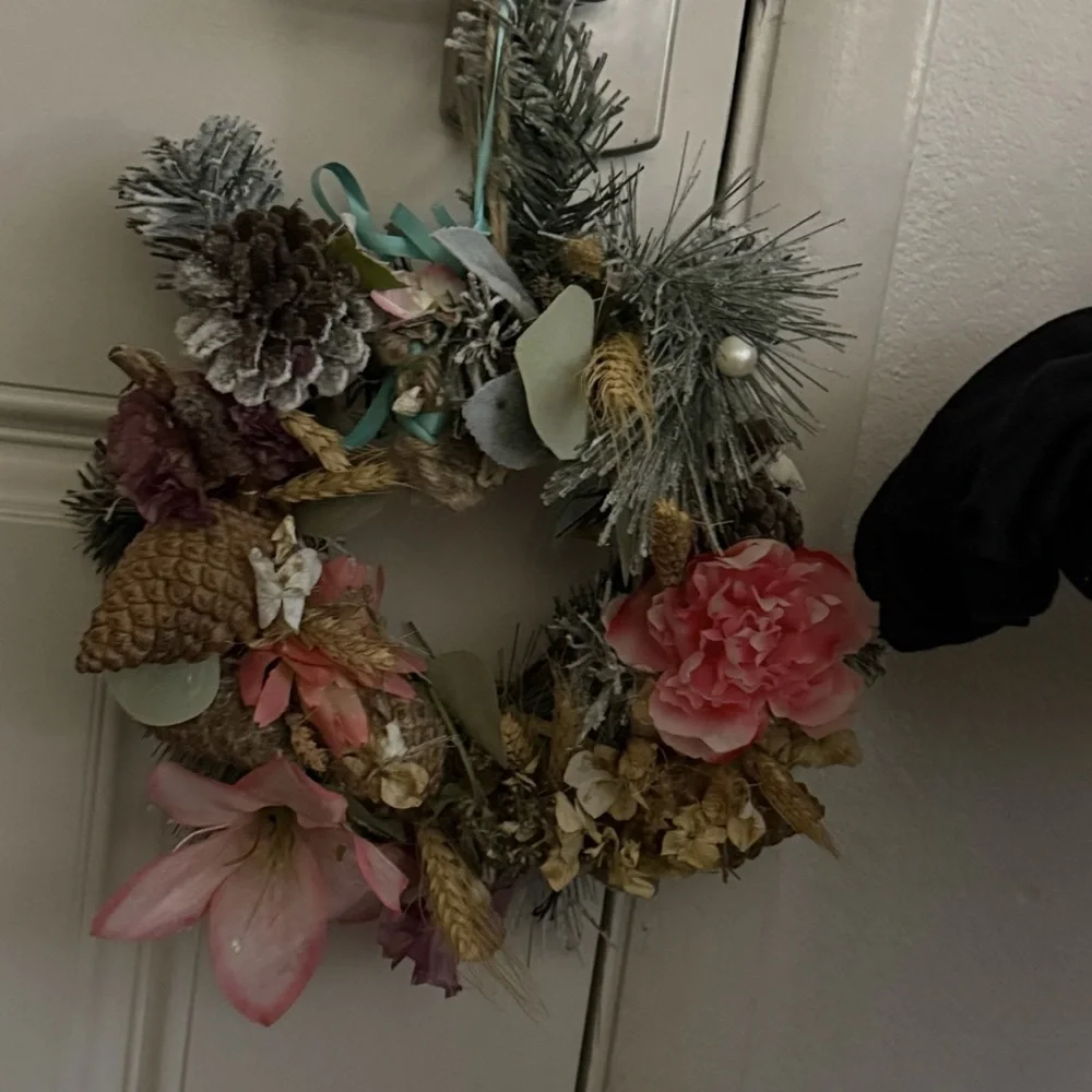 808 beads Floral Wreath with Pink and Cream Flowers
